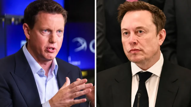Skydance chief executive David Ellison, left, and Elon Musk